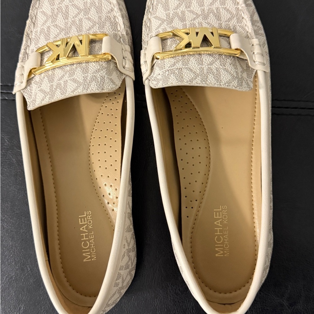 Michael Kors Beige and Gold Loafers for Women